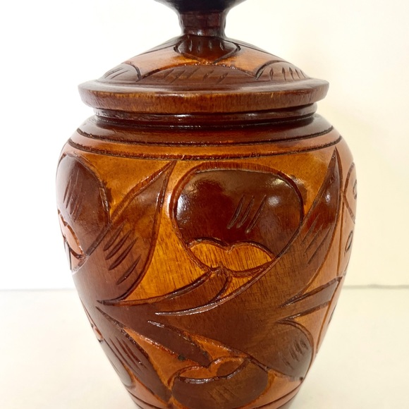 Vintage Hand Carved Ginger Jar - Picture 2 of 4